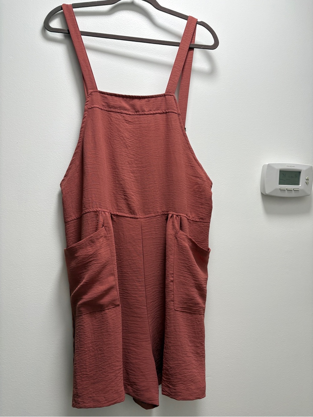 Grecerelle | Women's Relaxed Pocket Bermuda Shorts Bibs in Rose Clay | Large